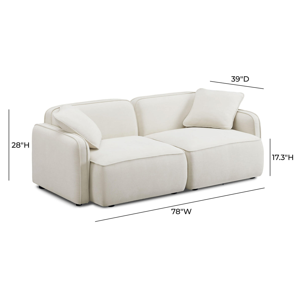 Travie Sand Upcycled Linen Modular Loveseat by TOV Furniture at Eve Furniture