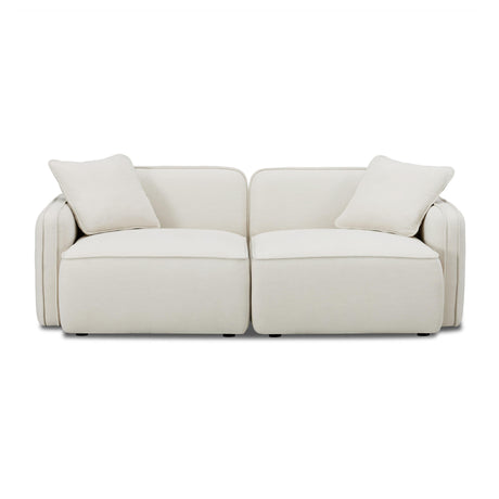 Travie Sand Upcycled Linen Modular Loveseat by TOV Furniture at Eve Furniture