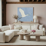 Travie Sand Upcycled Linen Wedge Corner Chair by TOV Furniture at Eve Furniture