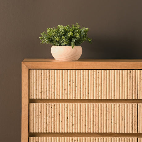 Travona Oak Wood w/ Travertine 6 Drawer Dresser by Mercana at Eve Furniture
