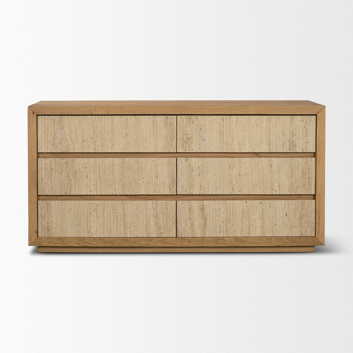 Travona Oak Wood w/ Travertine 6 Drawer Dresser by Mercana at Eve Furniture