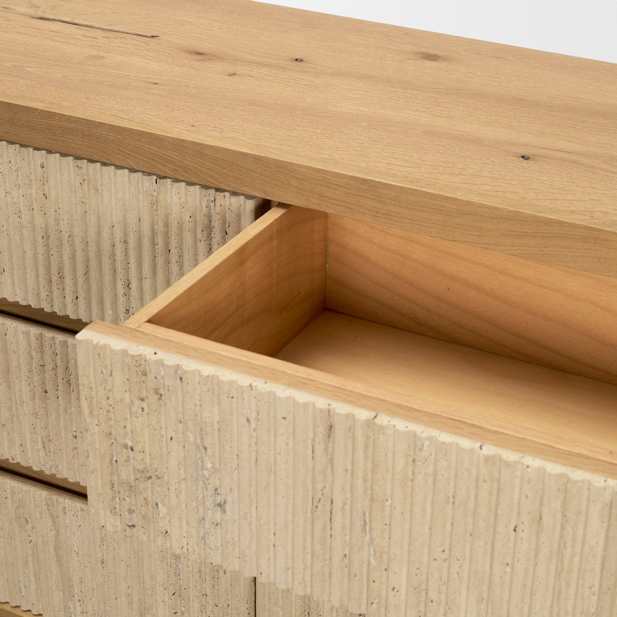 Travona Oak Wood w/ Travertine 6 Drawer Dresser by Mercana at Eve Furniture
