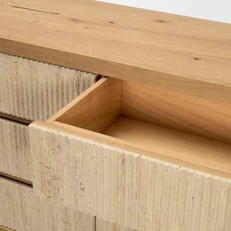 Travona Oak Wood w/ Travertine 6 Drawer Dresser by Mercana at Eve Furniture