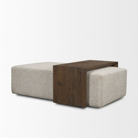 Trayden Gray Fabric w/ Brown Slider Top Coffee Table (cm) by Mercana at Eve Furniture