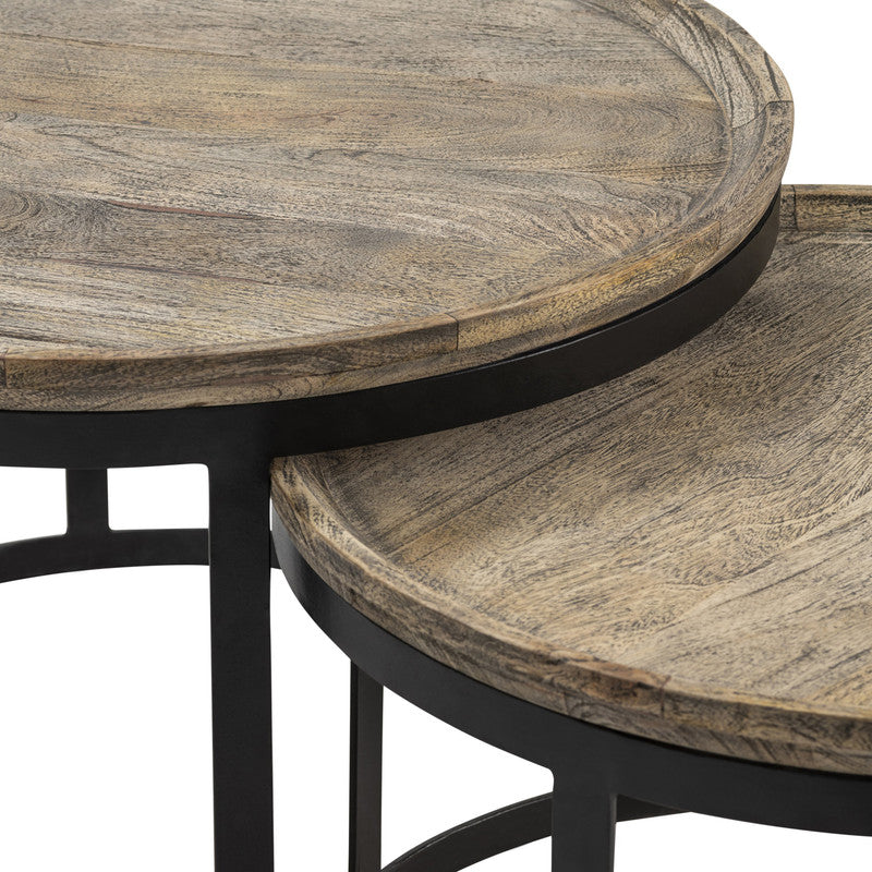 Traymore Brown/Black 2-Piece Nesting Cocktail Tables by Crestview at Eve Furniture