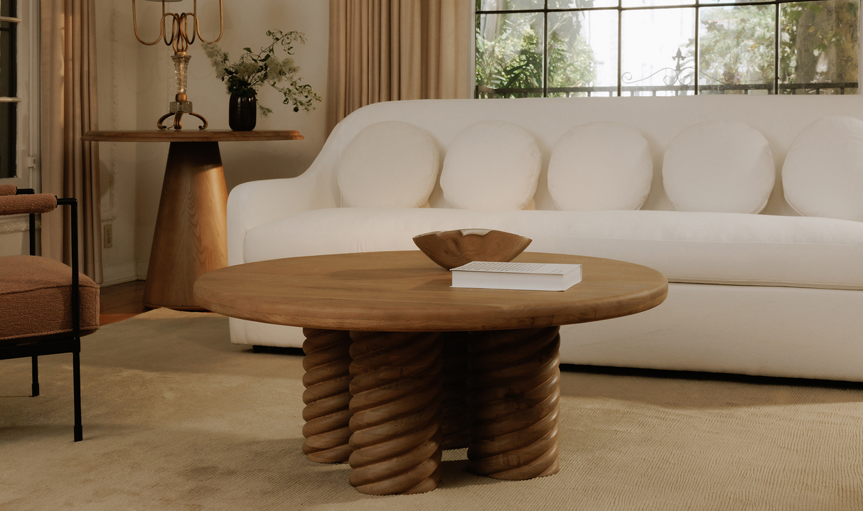Treccia Oak Round Coffee Table Oak by MOES at Eve Furniture