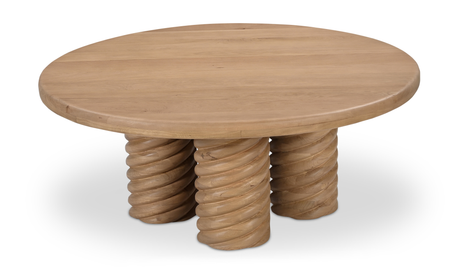 Treccia Oak Round Coffee Table Oak by MOES at Eve Furniture