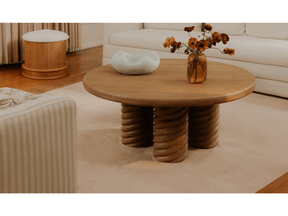 Treccia Oak Round Coffee Table Oak by MOES at Eve Furniture