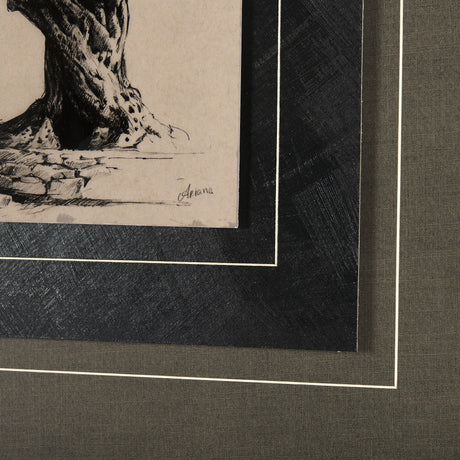 Tree Drawing I by Mercana Studio a Hand Embellished Textured Framed Art Print Matted under Glass by Mercana at Eve Furniture