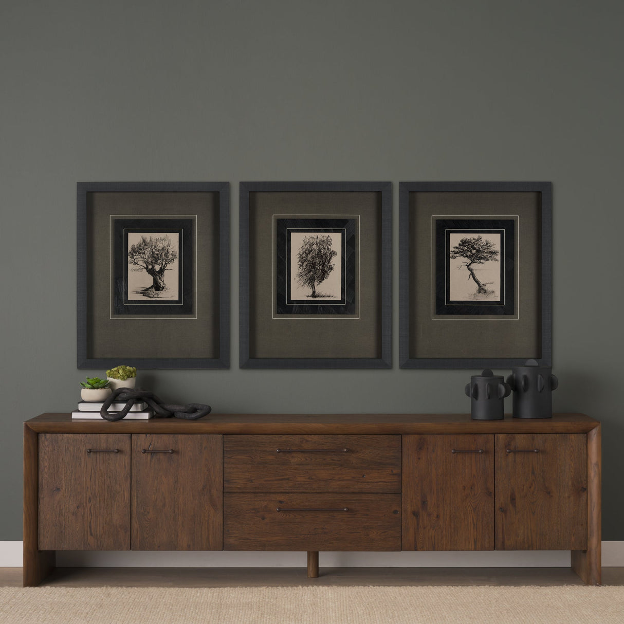 Tree Drawing I by Mercana Studio a Hand Embellished Textured Framed Art Print Matted under Glass by Mercana at Eve Furniture