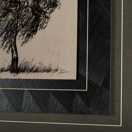 Tree Drawing II by Mercana Studio a Hand Embellished Textured Framed Art Print Matted under Glass by Mercana at Eve Furniture