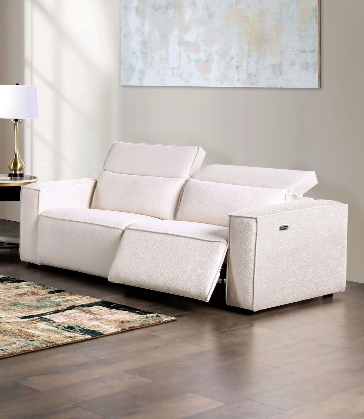 Treharris White Power Reclining Sofa & Loveseat by Furniture of America at Eve Furniture
