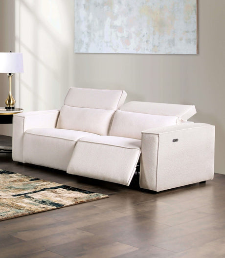 Treharris White Power Reclining Sofa & Loveseat by Furniture of America at Eve Furniture