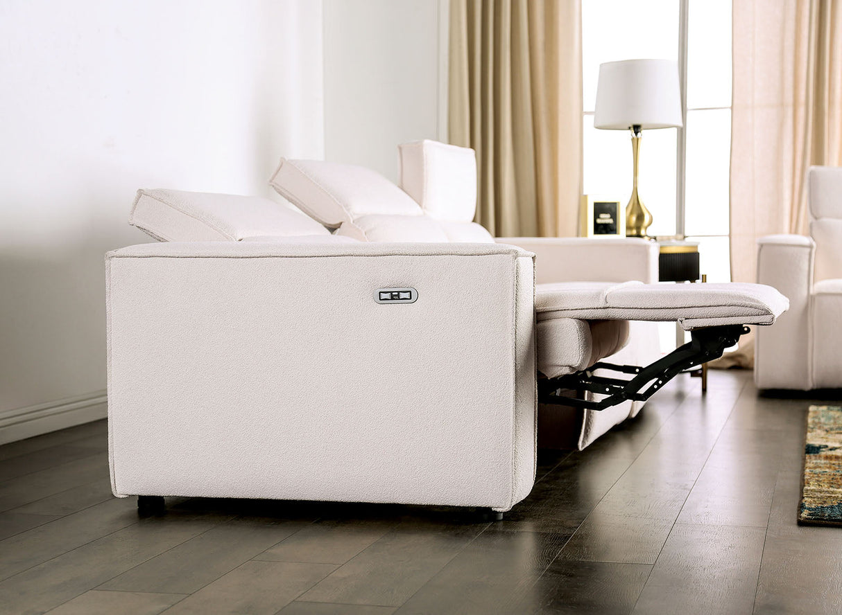 Treharris White Power Reclining Sofa & Loveseat by Furniture of America at Eve Furniture
