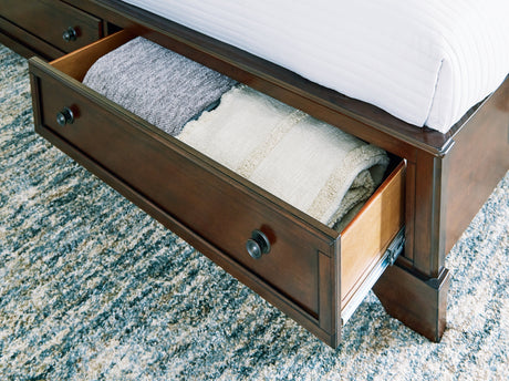Trellington Brown King Sleigh Storage Bed by Ashley at Eve Furniture