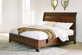 Trellington Brown King Sleigh Storage Bed by Ashley at Eve Furniture