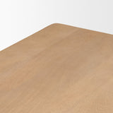 Trellyn 94" Light Brown Solid Wood Carved Woven Base Rectangular Dining Table by Mercana at Eve Furniture