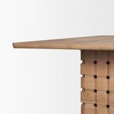 Trellyn 94" Light Brown Solid Wood Carved Woven Base Rectangular Dining Table by Mercana at Eve Furniture