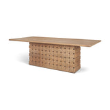 Trellyn 94" Light Brown Solid Wood Carved Woven Base Rectangular Dining Table by Mercana at Eve Furniture