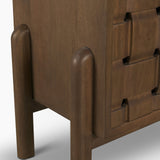 Trellyn Dark Brown Solid Wood 4-Door w/ Carved Woven Doors Closed Sideboard by Mercana at Eve Furniture