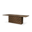 Trellyn Dark Brown Solid Wood Carved Woven Base Rectangular Dining Table by Mercana at Eve Furniture