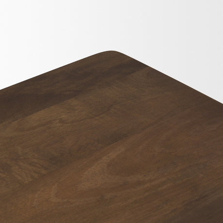 Trellyn Dark Brown Wood w/ Carved Woven Base Square Accent Table by Mercana at Eve Furniture