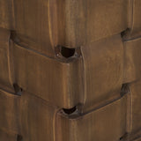Trellyn Dark Brown Wood w/ Carved Woven Base Square Accent Table by Mercana at Eve Furniture