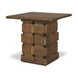 Trellyn Dark Brown Wood w/ Carved Woven Base Square Accent Table by Mercana at Eve Furniture