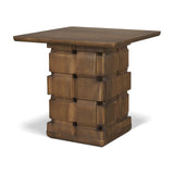 Trellyn Dark Brown Wood w/ Carved Woven Base Square Accent Table by Mercana at Eve Furniture