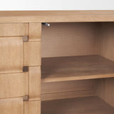 Trellyn Light Brown Solid Wood 4-Door Sideboard with Carved Woven Doors by Mercana at Eve Furniture