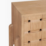 Trellyn Light Brown Solid Wood 4-Door Sideboard with Carved Woven Doors by Mercana at Eve Furniture