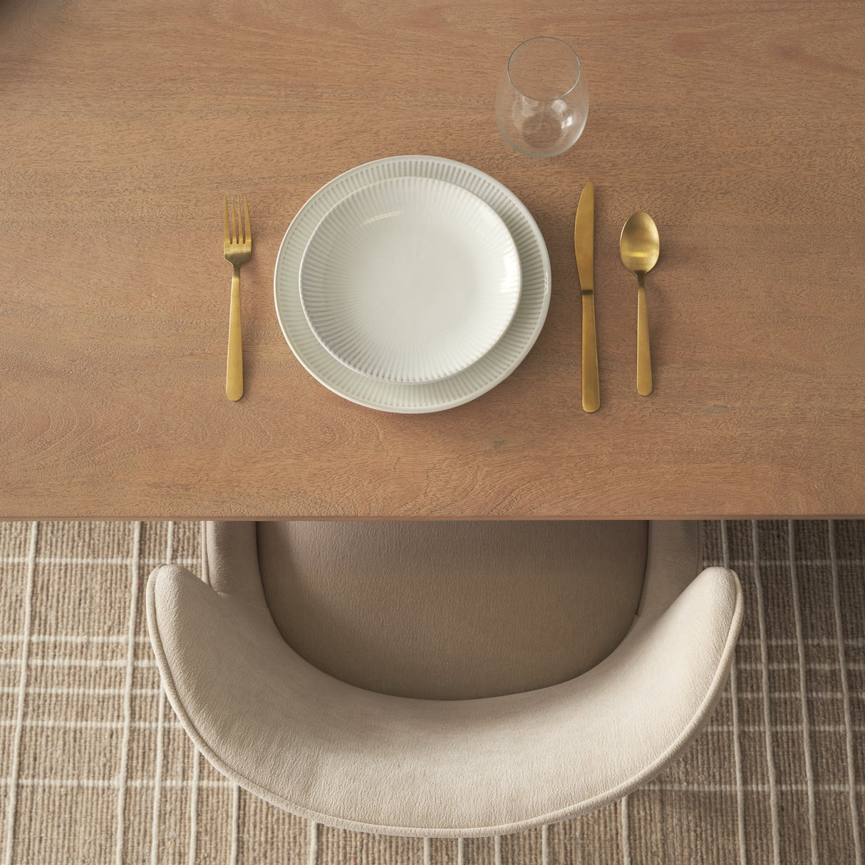 Trellyn Light Brown Solid Wood Carved Woven Base Rectangular Dining Table by Mercana at Eve Furniture