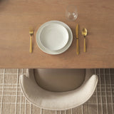 Trellyn Light Brown Solid Wood Carved Woven Base Rectangular Dining Table by Mercana at Eve Furniture