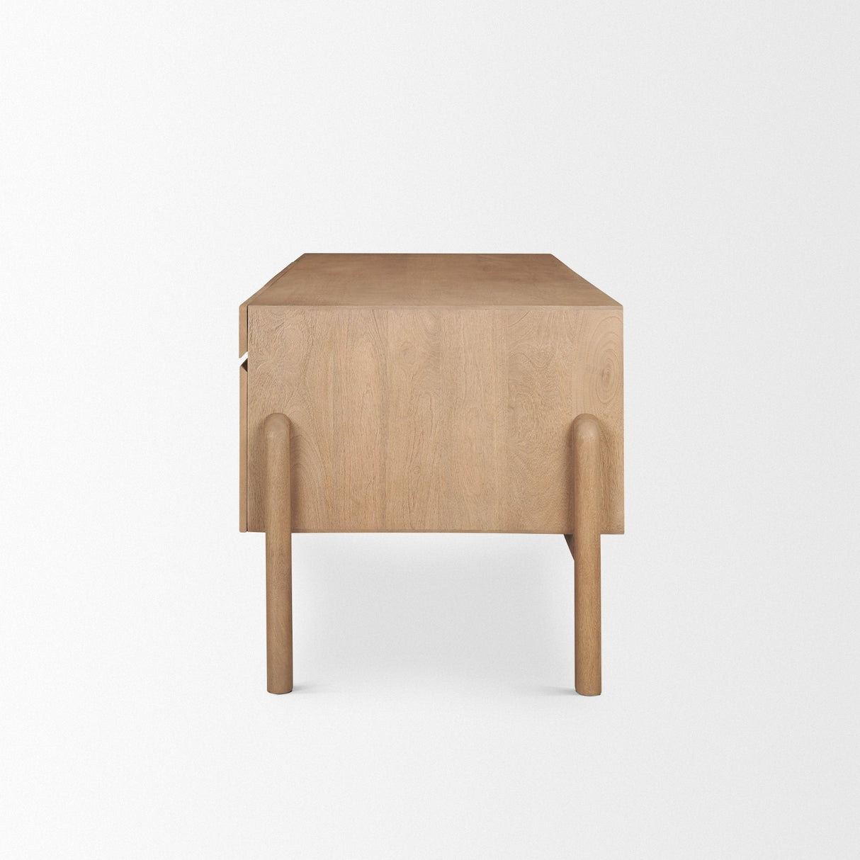 Trellyn Light Brown Solid Wood Carved Woven Desk by Mercana at Eve Furniture