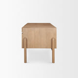 Trellyn Light Brown Solid Wood Carved Woven Desk by Mercana at Eve Furniture