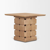Trellyn Light Brown Wood w/ Carved Woven Base Square Accent Table by Mercana at Eve Furniture