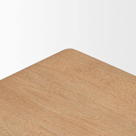 Trellyn Light Brown Wood w/ Carved Woven Base Square Accent Table by Mercana at Eve Furniture