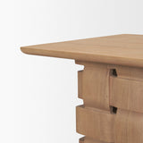 Trellyn Light Brown Wood w/ Carved Woven Base Square Accent Table by Mercana at Eve Furniture