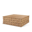 Trellyn Light Brown Wood w/ Carved Woven Base Square Coffee Table by Mercana at Eve Furniture