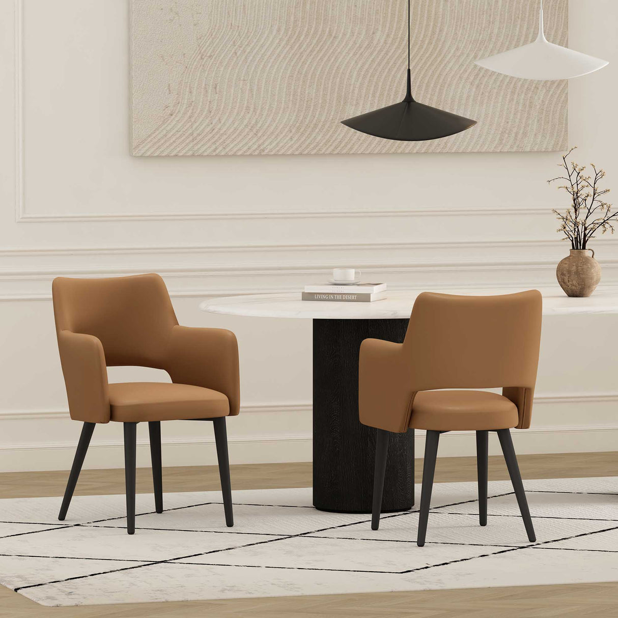 Tremont Dining Arm Chair in Saddle (set of 2) by Manhattan Comfort at Eve Furniture