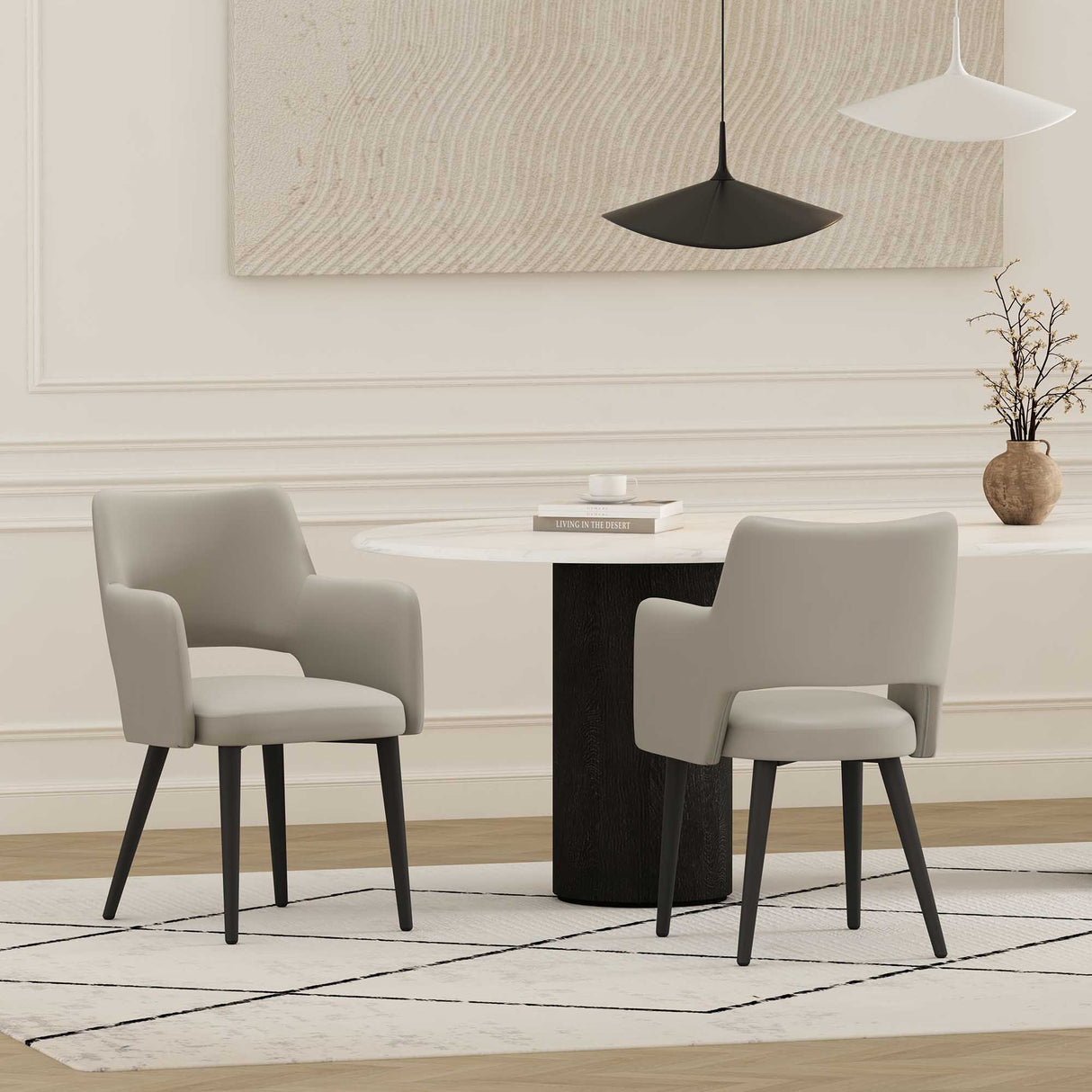 Tremont Dining Arm Chair in Stone (set of 2) by Manhattan Comfort at Eve Furniture