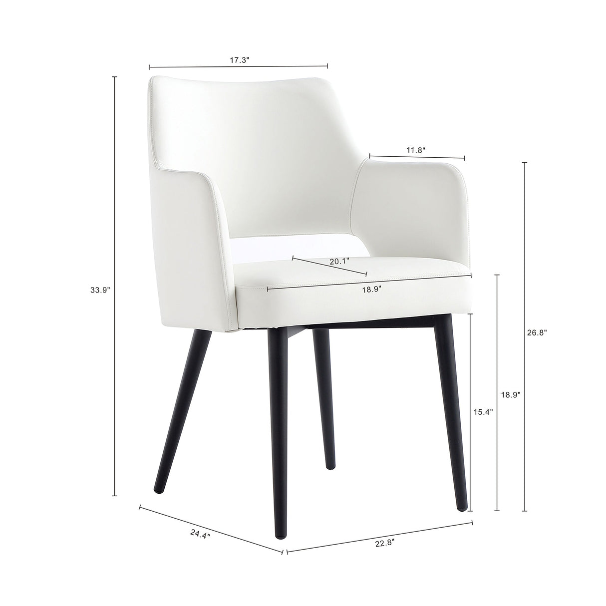 Tremont Dining Arm Chair in White by Manhattan Comfort at Eve Furniture
