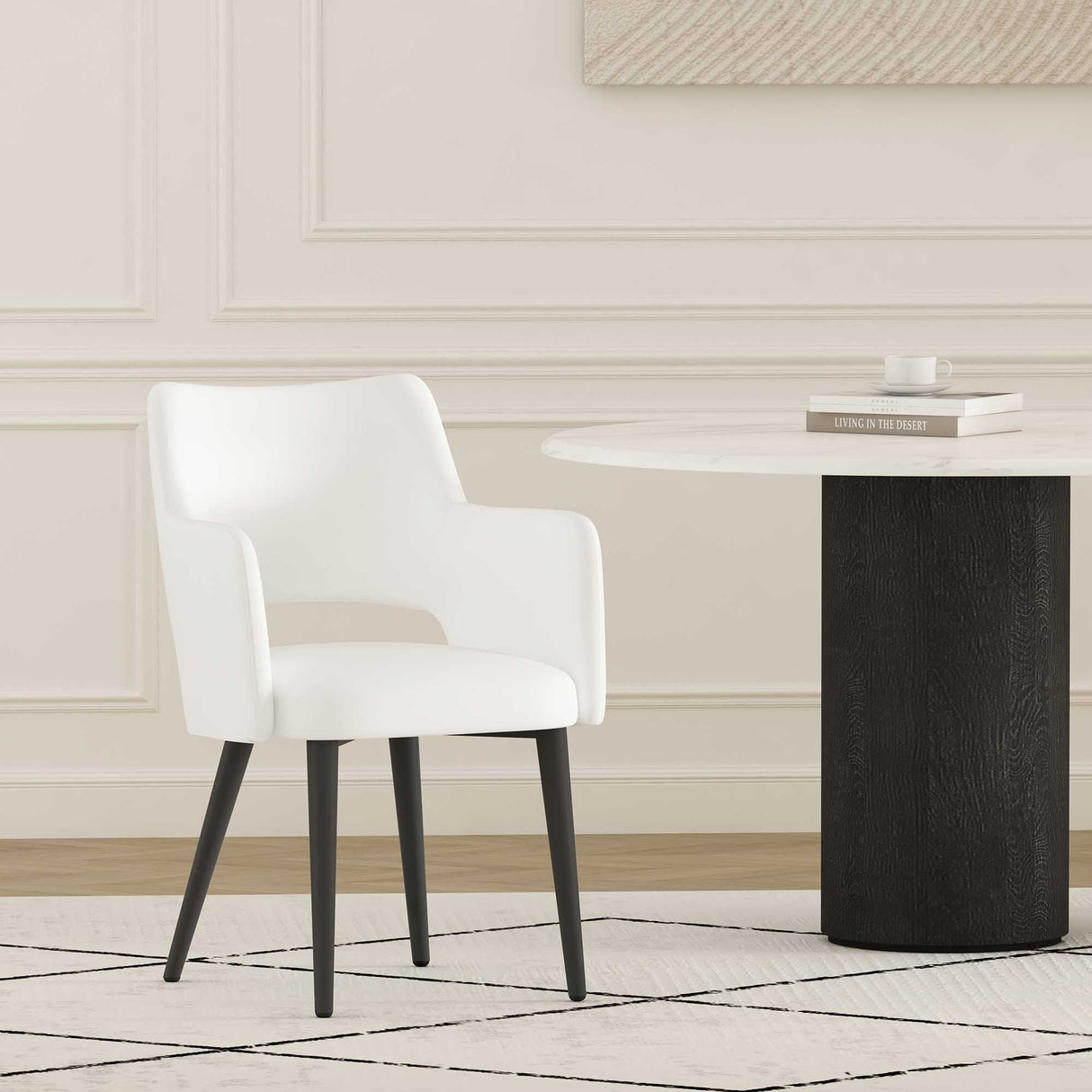 Tremont Dining Arm Chair in White by Manhattan Comfort at Eve Furniture