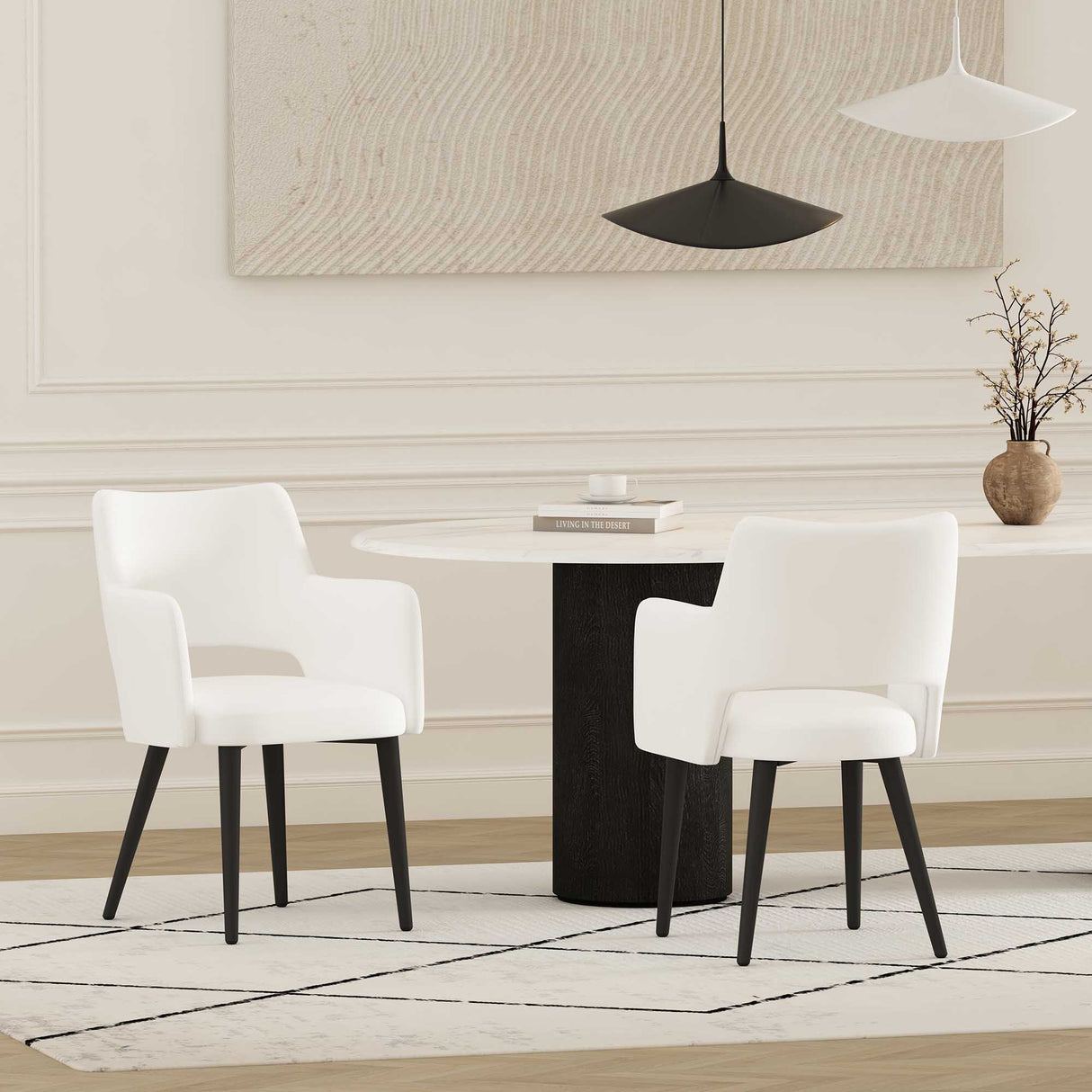 Tremont Dining Arm Chair in White (set of 2) by Manhattan Comfort at Eve Furniture