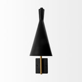 Tremont I Black/Gold Metal Conical Shade Wall Sconce by Mercana at Eve Furniture