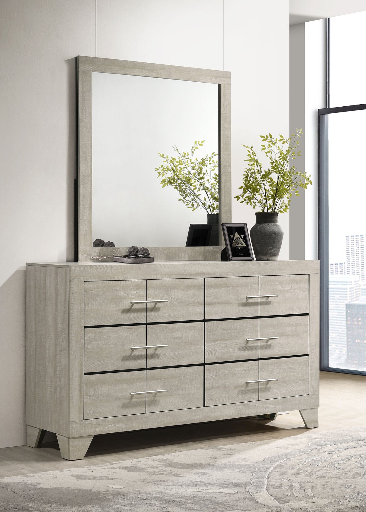 Trenton Rustic Cream 6-drawer Bedroom Dresser With Mirror by Coaster at Eve Furniture