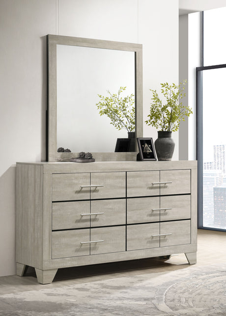 Trenton Rustic Cream 6-drawer Bedroom Dresser With Mirror by Coaster at Eve Furniture