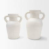 Trenza Large White Ceramic Vase w/ Twisted Handles by Mercana at Eve Furniture