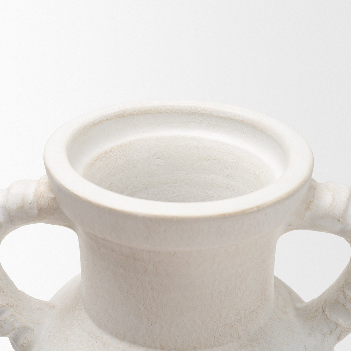 Trenza Large White Ceramic Vase w/ Twisted Handles by Mercana at Eve Furniture