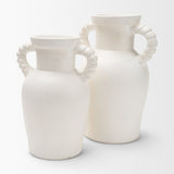 Trenza Large White Ceramic Vase w/ Twisted Handles by Mercana at Eve Furniture